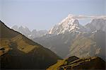 Surplombant la vallée de Hunza depuis une colline surplombant l'hôtel nid de l'aigle, dans le Karakorams, régions du Nord, Pakistan, Asie