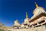 Chortens, Lamayuru gompa (monastery), Lamayuru, Ladakh, Indian Himalayas, India, Asia