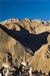 Chortens, Lamayuru gompa (monastery), Lamayuru, Ladakh, Indian Himalayas, India, Asia