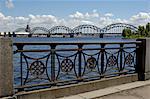 Chemin de fer pont au-dessus de la rivière Daugava, Riga, Lettonie, pays baltes, Europe