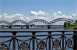 Railway bridge over the river Daugava, Riga, Latvia, Baltic States, Europe