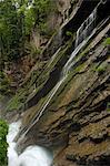 Swirling glacial water carves through Wimbachklamm gorge, near Ramsau, Berchtesgaden National Park, Bavaria, Germany, Europe