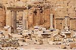 Settimius sévère (Septime Sévère) Forum, Leptis Magna, Site du patrimoine mondial de l'UNESCO, la Tripolitaine, la Libye, en Afrique du Nord, Afrique