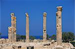 Colonnes de palais, Tolemaide (Ptolémaïs), la Cyrénaïque, Libye, Afrique du Nord, Afrique
