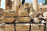 Capitals and ruins in North Colonnaded Street, Jerash (Gerasa), a Roman Decapolis City, Jordan, Middle East