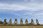 AHU Akivi, patrimoine mondial UNESCO, île de Pâques (Rapa Nui), Chili, Amérique du Sud