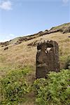 Carrière de moai, volcan de Rano Raraku, patrimoine mondial de l'UNESCO, l'île de Pâques (Rapa Nui), Chili, Amérique du Sud