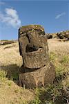 Carrière de moai, volcan de Rano Raraku, île de Pâques (Rapa Nui), patrimoine mondial de l'UNESCO, Chili, Amérique du Sud