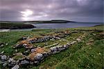 Reste de la maison longue Viking à Underhoull, Unst, îles Shetland, Ecosse, Royaume Uni, Euorpe