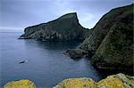 Sheep Rock où moutons ont été broutées par le passé, Fair Isle, îles Shetland, Ecosse, Royaume-Uni, Europe