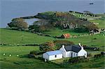 House and graveyard at Sound, Weisdale Voe, Mainland, Shetland Islands, Scotland, United Kingdom, Europe