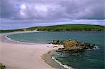 Tombolo St. Ninian Isle sable, reliant St. Ninian au continent, continent du Sud, îles Shetland, Ecosse, Royaume-Uni, Europe