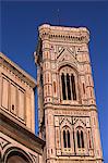 Facade of polychrome marble of Giotto's campanile, Florence, Tuscany, Italy, Europe