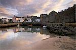 Old harbour dating from the 17th century, of Portsoy at sunset, near Banff, Aberdeenshire, Scotland, United Kingdom, Europe