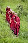 Buddhist monks from Karchu Dratsang Monastery, Jankar, Bumthang, Bhutan, Asia