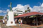 Belain d'Esnambuc Statue, Craft Market in La Savane Park, Fort-de-France, Martinique, French Antilles, West Indies, Caribbean, Central America