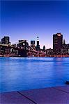 Brooklyn Bridge and Manhattan viewed from Brooklyn Bridge Park, Brooklyn, New York City, New York, United States of America, North America