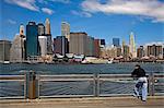 Lower Manhattan vu de Fulton Ferry Landing, District de Dumbo, Brooklyn, New York City, New York, États-Unis d'Amérique, Amérique du Nord