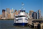 Ferry docking at Liberty Park, Jersey City, New Jersey, United States of America, North America