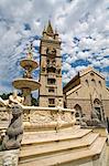 Fontaine d'Orione, tour de l'horloge et le Duomo, Messine, Sicile, Italie, Europe