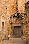Porte cathédrale, quartier gothique de Barcelone, en Catalogne, en Espagne, Europe