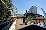 Footbridge at Piccadilly Railway Station, Manchester, England, United Kingdom, Europe