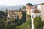 Buildings above the gorge, Ronda, one of the white villages, Malaga province, Andalucia, Spain, Europe