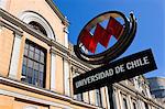 University of Chile (Universidad de Chile) and Metro sign, Santiago, Chile, South America