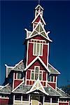 Détail de l'église de Gravdal, îles Lofoten, en Norvège, Scandinavie, Europe