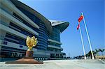 Le Hong Kong Convention and Exhibition Centre, connu localement comme le vaisseau spatial sur le port de Wan Chai, Hong Kong Island, Chine, Asie