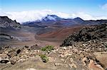 Cinder cone and iron-rich lava weathered to brown oxide in the crater of Haleakala, the world's largest dormant volcano, island of Maui, Hawaii, Hawaiian Islands, United States of America, North America