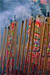 Burning incense on religious holiday, Chinatown, Georgetown, Penang, Malaysia