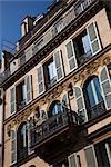 Fenêtres du bâtiment, le Marais, Paris, France