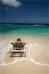 Man Relaxing on Avila Beach, Curacao, Netherlands Antilles