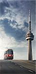 CN Tower and Streetcar, Toronto, Ontario, Canada