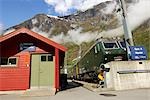 Flam Railway Train at Station, Flam,  Norway