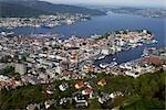Vue aérienne de Bergen, Norvège