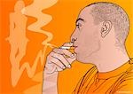 Illustration of Man Smoking Cigarette