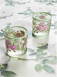 Two glasses with a flowery pattern