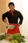 Asian chef with Wok