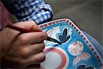 Person Drawing Design on Plate, Vietri sul Mare, Amalfi Coast, Campania, Italy