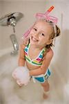 Girl with Snorkel in Bathtub