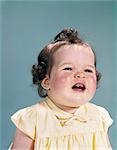 1950s 1960s SMILING BABY HEAD SHOULDERS OPEN MOUTH SHOWING TWO NEW TEETH GUMS TEETHING