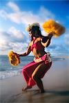 HULA DANCER ON THE BEACH HAWAII