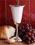 COMMUNION STILL LIFE CHALICE WINE GRAPES BREAD