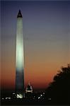 WASHINGTON MONUMENT AND CAPITOL BUILDING AGAINST PRE-DAWN SPRING SKY WASHINGTON, DC