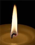 CLOSE-UP FLAME OF BURNING CANDLE WICK