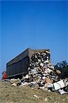 TRUCK UNLOADING TRASH AT LANDFILL BEDFORD COUNTY, PENNSYLVANIA