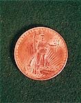 LIBERTY SIDE OF A DOUBLE EAGLE TWENTY DOLLAR GOLD COIN