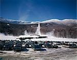 1960s 1970s WINTER SKI RESORT GONDOLA LIFT PARKING LOT